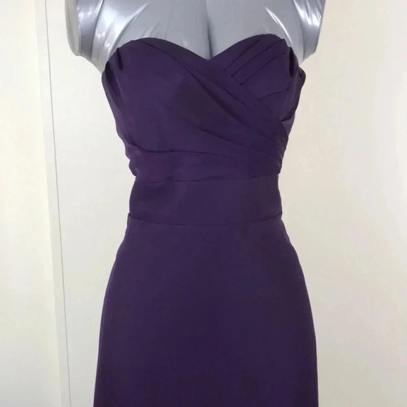 Purple eggplant strapless long bridesmaid dress 14 - Picture 5 of 17